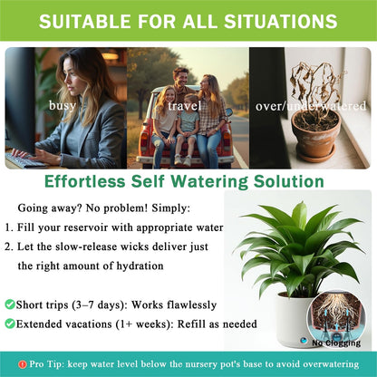 GreenShip 8 Pack Self Watering Planter Insert Watering Spikes, Watering Stakes with Wicking Rope, Plant Spikes for Indoor Outdoor Plants, Vacation Plant Watering Device for Planter Height 12" to 17"