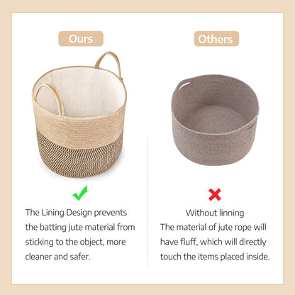 Mkono Woven Storage Basket Decorative Rope Basket and Macrame Hanging Shelves Boho Wall Decor Set of 3
