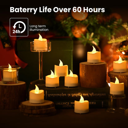 JOSU Rechargeable Flameless Tea Lights Candles with Remote Timer, Battery Operated LED Tealight Candles with 2 x 6-Port USB-C Cable for Votive Wedding Table Centerpiece Home Aniversary Decor, 12-Pack