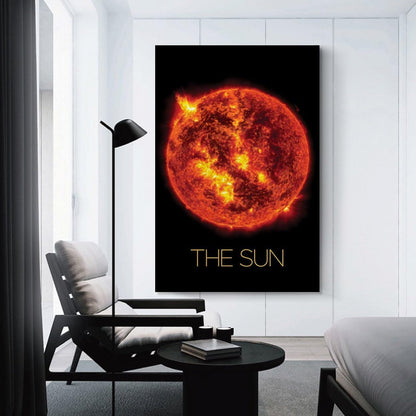 XIAOLOUTINYU Solar System Canvas Wall Art - The Sun star Space Poster for Kids Room Bedroom Classroom, STEM Educational Astronomy Decor, Science Gift for Boys Girls Teens, 16x24 Inch Unframed