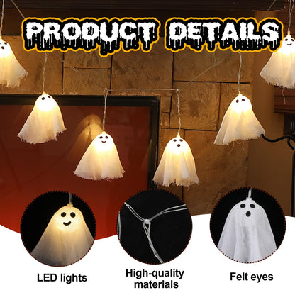 Retisee Halloween Ghost Decor 6.5ft Light up Ghost Garland 12pcs LED Spooky Ghosts String Lights Banner for Home Indoor Outdoor Fireplace Mantle Window Halloween Party Decorations