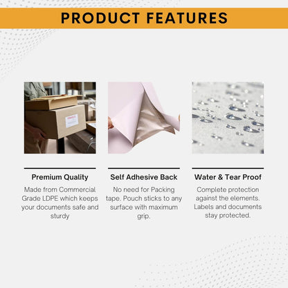 500 Pack 6"x9" Shipping Label Sleeves – Clear Self-Adhesive Packing Slip Pouches, Waterproof Packing List Envelopes – Ideal for Shipping Documents, Mailing Labels, Invoices & Packing Slips