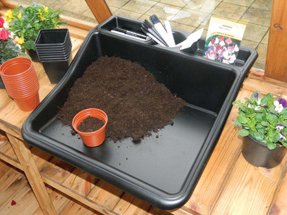 Garden Compact Tidy Tray – Black, 19" L x 19.5" W x 6" H – Sturdy One-Piece Potting Tray, Indoor/Outdoor Gardening, Recycled Plastic, Lightweight, Versatile Use