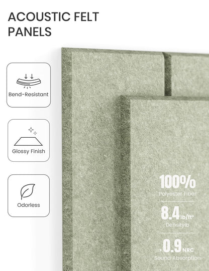 Felt Bulletin Board Tiles -28"x18" with 40 Adhesive Tabs, Cork Board Alternative for Office Decor, Push Pin Board Wall Organizer 6-Pack (Sage)