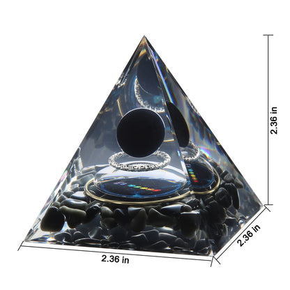 Orgone Pyramid - Positive Energy Source for Meditation, Stress Relief, Wealth Attraction | Crystal Pyramid Orgonite with Protection Crystals | Ideal Energy Generator & Stylish Room Decor