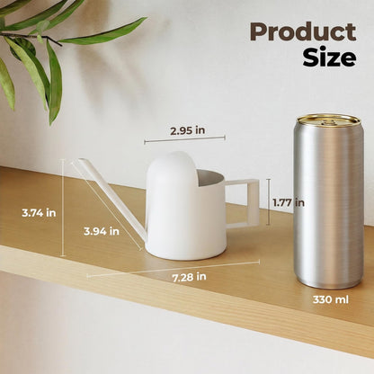Bamworld Small Watering Can Indoor Outdoor Plant Metal Stainless Steel Long Spoutt Flowers Watering Cans for House Garden Plants 10OZ Watering Bottle Cute Stylish Gardening Decoration(Matte White)