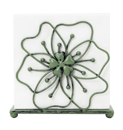 OwlGift Flower Style Napkin Holder, Freestanding Tissue Dispenser, Dining Table Napkin Storage for Home Kitchen Restaurant Picnic Party Wedding Housewarming – Green