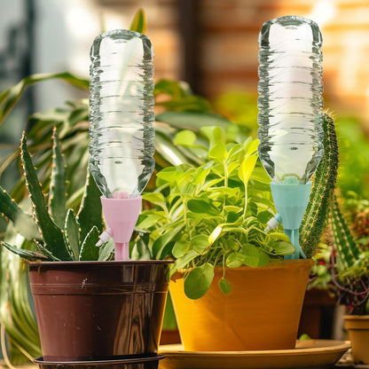 MYMULIKE 12 Pack Self Watering Planter Drip, Slow Watering for Plants Flowerpot, Plant Watering Spikes with Control Valve Switch Automatic Watering System, Plant Watering Devices for Flowerpot Plants