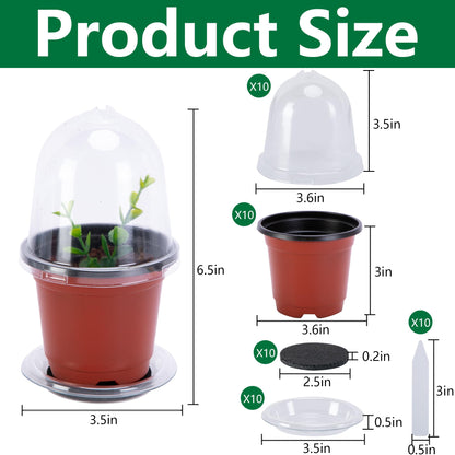 EBaokuup 10 Pack Self Watering Seed Starter Pot, 3 Inch Automatic Watering Plant Nursery Pots with Humidity Dome, Red Self Watering Nursery Pots for Potted Plants Seed Germination