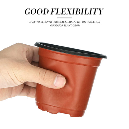 KINGLAKE 100 Pcs 4" Plastic Plants Nursery Pot/Pots Seedlings Flower Plant Container Seed Starting Pots,4 Inch,Red