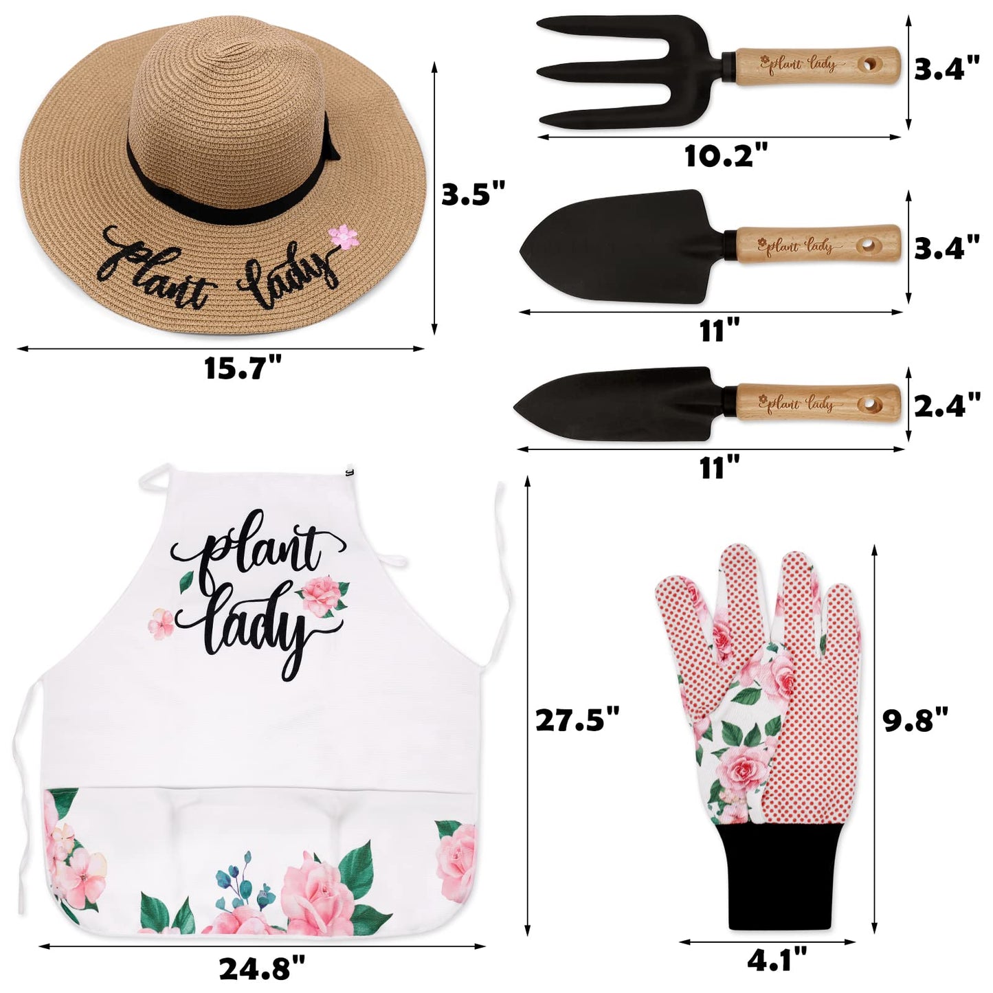 Percozzi Plant Lady Gardening Tool Gifts for Mom Gardening Tools Kit Planting Tools Straw Hat Floral Apron Glove for Her Mother Spring Grandmother Plant Lover Gift Horticulture Starter