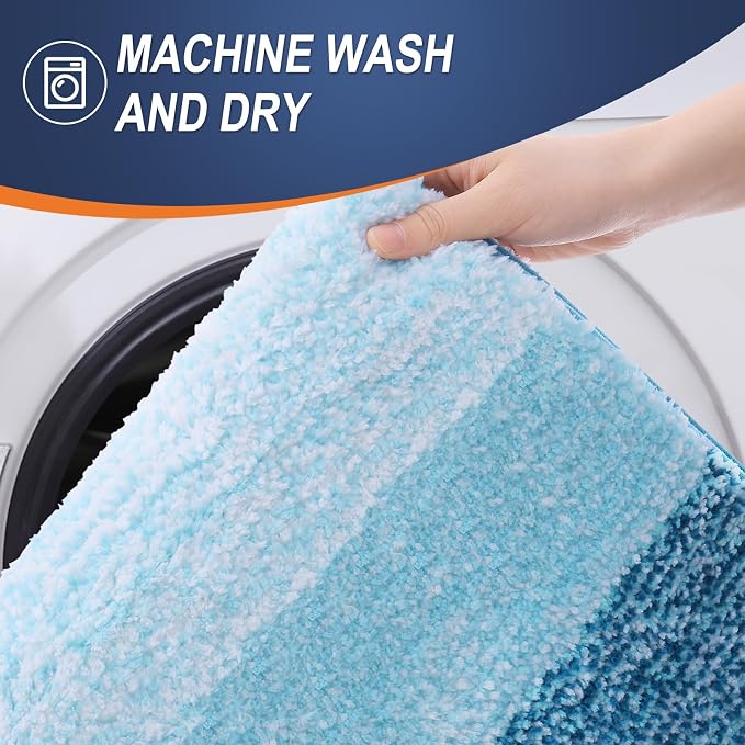 OLANLY Bathroom Rugs Mat 34x21, Extra Soft Absorbent Microfiber Bath Rugs, Rubber Backing, Quick Dry, Washable Bath Mats for Bathroom Floor, Tub and Shower, Home Decor Accessories, Peacock Blue