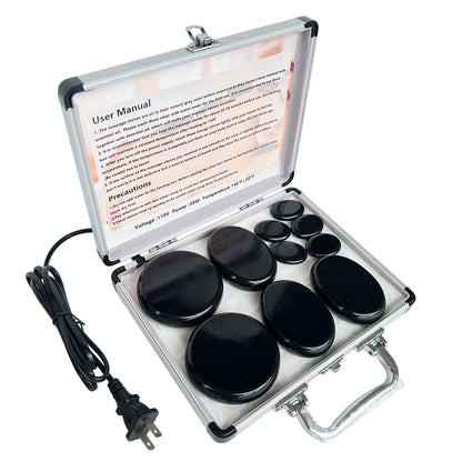 MINGJISHIYE Hot Stone Massage, 10-Piece Portable Massage Stone Set with Basalt and Heater, for Hydrotherapy Heating Treatment. (10PCS)