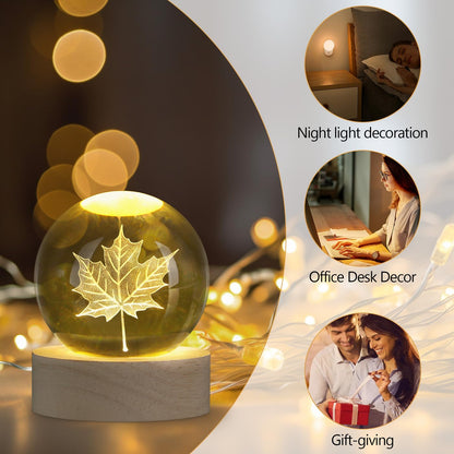MAIBAOTA Fall Decorations for Home Fall Leaves Autumn Room Kitchen Home Decor 2.4 Inches Crystal Ball Glass Figurines Sphere