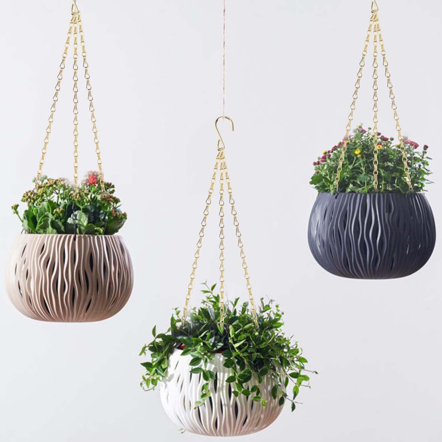 PINGEUI 8 Pack Gold Hanging Baskets Chains, 16 Inch Heavy Duty Metal Hanging Basket Chain Decorative Chains with S Hook, Plant Hanger Indoor Outdoor Replacement Hanging Chains