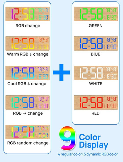 2026 Upgrade 18.5" Large Digital Wall Clock with Remote Control, Big LED Display Digital Clocks with Night Light, Alarm, DST, Temp for Parlor, Office, Classroom, Bedroom,Gifts for Seniors(Light Wood)