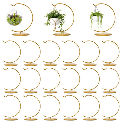 AceOrbit 24 Pcs Ornament Display Stand 6 Inch Iron Hanging Stand Christmas Ornament Hanger Holder Decoration Display Holder Hook for Glass Globe Air Plant Terrarium Table Decor (Gold)