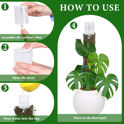 6 Pack Adjustable Moss Pole Watering Dripper, Self Watering Planter Insert with Flow Control, Plant Watering Globes Devices, Slow Release Self Watering Spikes for Monstera Epipremnum
