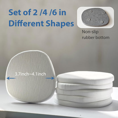 Diatomaceous Earth Coasters Set of 6 for Drinks, Moisture Water Absorbent Stone Coasters for Table Desk at Work, Water Absorbing Instant Drying Diatomite, Modern White