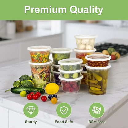 Dipoo 40 Sets (80-Piece) Deli Containers with Lids 32 oz, Leak-Proof & BPA Free Airtight Takeout Plastic Food Storage Containers for Soup, Freezer/Microwave/Dishwasher Safe