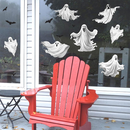 Halloween Large Ghosts Window Clings Halloween Window Stickers Black Bats Window Decals Home Classroom Office Party Decoration