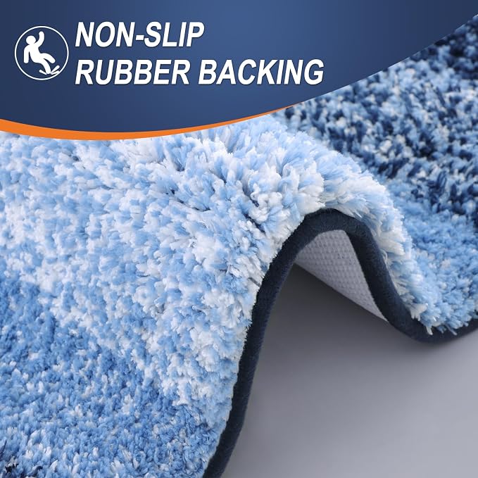 OLANLY Bathroom Runner Rugs Mat 59x20, Extra Soft Absorbent Microfiber Bath Rugs, Rubber Backing, Quick Dry, Washable Long Bath Mats for Bathroom Floor, Tub and Shower, Home Decor Accessories, Navy