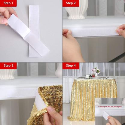 PartyDelight Sequin Table Skirt 9ft Gold for Round/Rectangle/SquareTables for Birthday Party Wedding Christmas