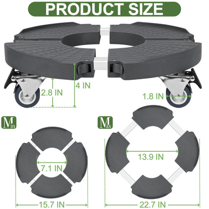 ToLanbbt Plant Caddy Stand with 360° Wheels Adjustable 15-22 Inch Rolling Plant Stand Heavy Duty Large Plant Cart Dolly with Casters 440lbs Capacity for Large Planter, Garden Pot, Flower Pot, Gray, 1P