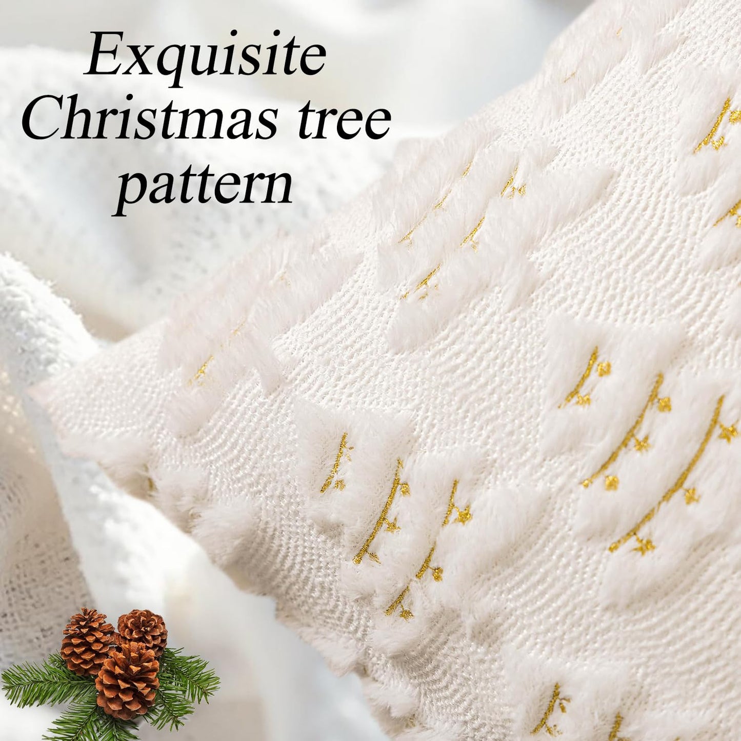 4 Pcs Christmas Throw Pillow Covers 18x18, Soft Faux Fur Pillow Cases Holiday Decorations, Fluffy Plush Accent Couch Cushion Case for Festivals Winter Sofa Living Room Home Decor(White Tree)