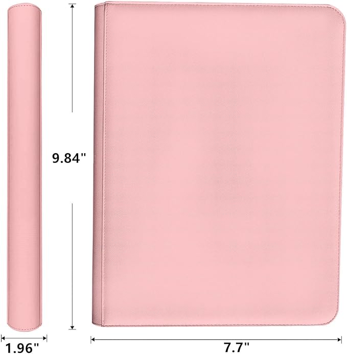 Trading Card Binder 4 Pocket, 240 Pockets Ringless PU Cover Card Collection Binder, Double Sided Card Binder Collector Album, Card Folder for MTG, TCG, Sports Cards, Game Card (Pink, 4Pockets)