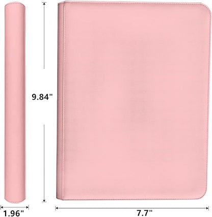 Trading Card Binder 4 Pocket, 240 Pockets Ringless PU Cover Card Collection Binder, Double Sided Card Binder Collector Album, Card Folder for MTG, TCG, Sports Cards, Game Card (Pink, 4Pockets)