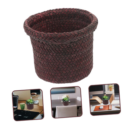 OFFSCH 1Pc Seaweed Woven Plant Holder Natural Seagrass Pot Container for Indoor Plants Handcrafted Design Versatile Basket for Home Decor