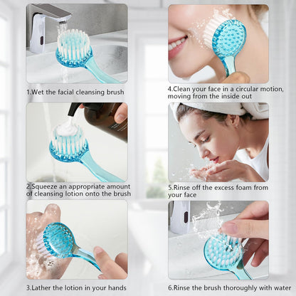 3 Pcs Facial Cleansing Brush, Useekoo Manual Face Brushes for Cleansing and Exfoliating, Face Scrubber to Massage, Deep Pore Exfoliation, Makeup Remove and Skin Care with Soft Bristles