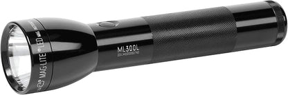 MagLite Battery-Powered LED Flashlight – ML300L 2-Cell D Flashlight with Adjustable Focus, Precise Beam, Long Battery Life, Water-Resistant for Emergency, Outdoor, and Camping