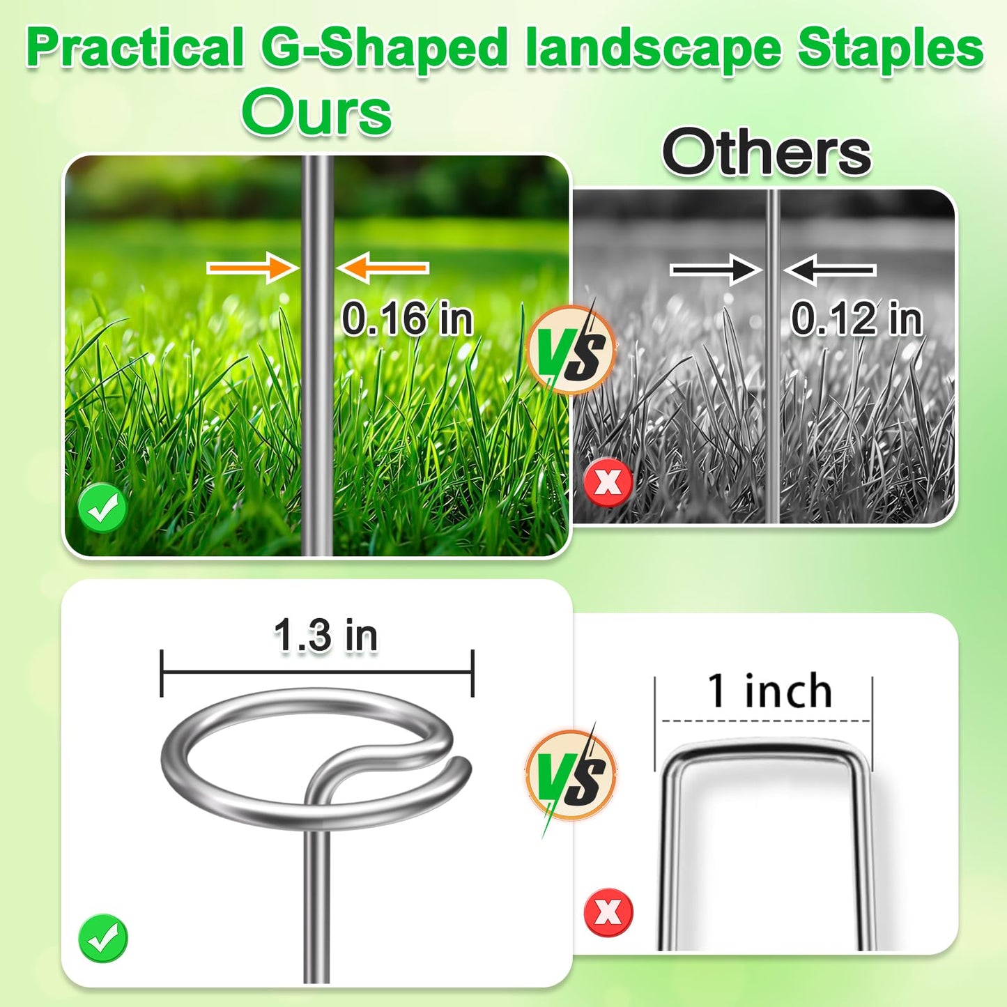 Heavy-Duty Landscape Staples – 120 Pcs 6-Inch G-Shaped Thickened Galvanized Garden Fabric Staples,Rust-Resistant Ground Cover Pins for Weed Barrier, Erosion Control & Landscaping Projects