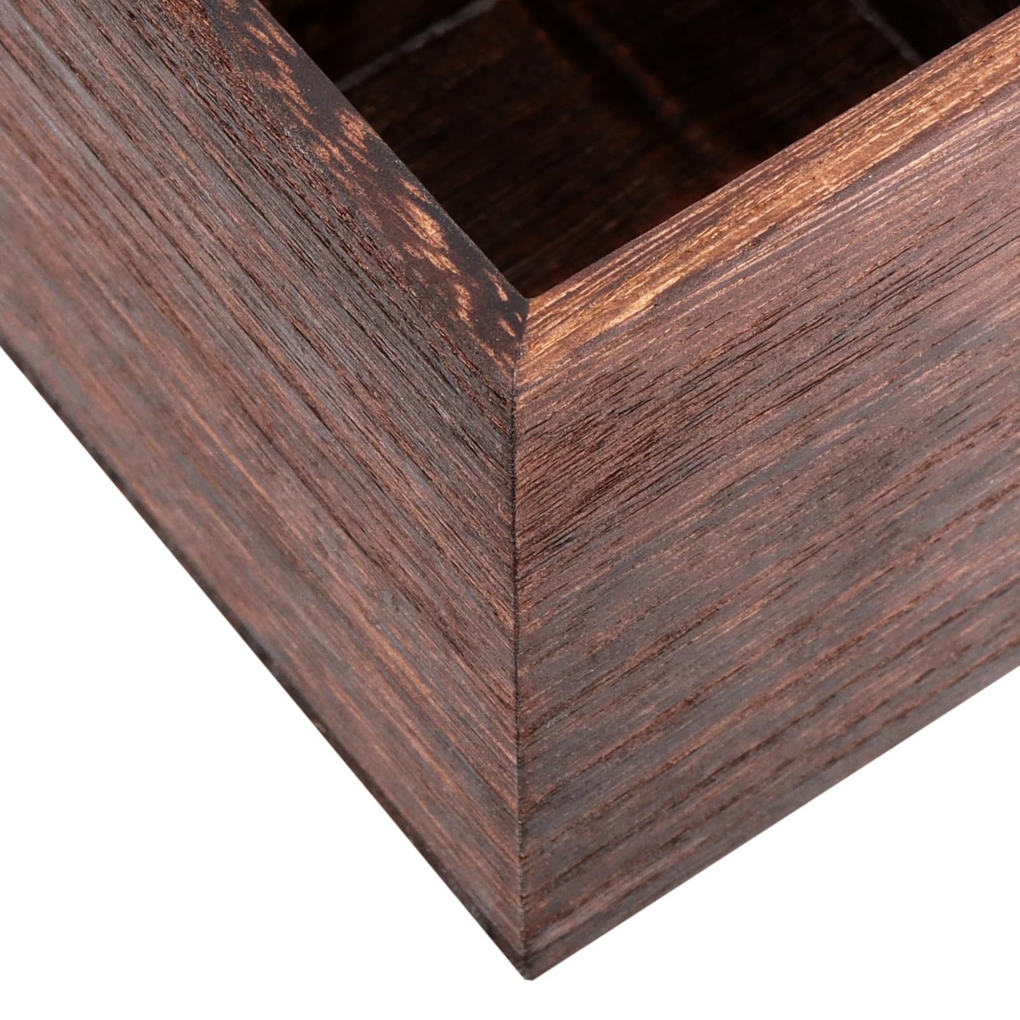 HAKZEON 4 Pack Wooden Planter Box, 4 Inch Square Wood Vase Flower Pots Rustic Cube Planter Box for Wedding Garden Windowsill Home Decor
