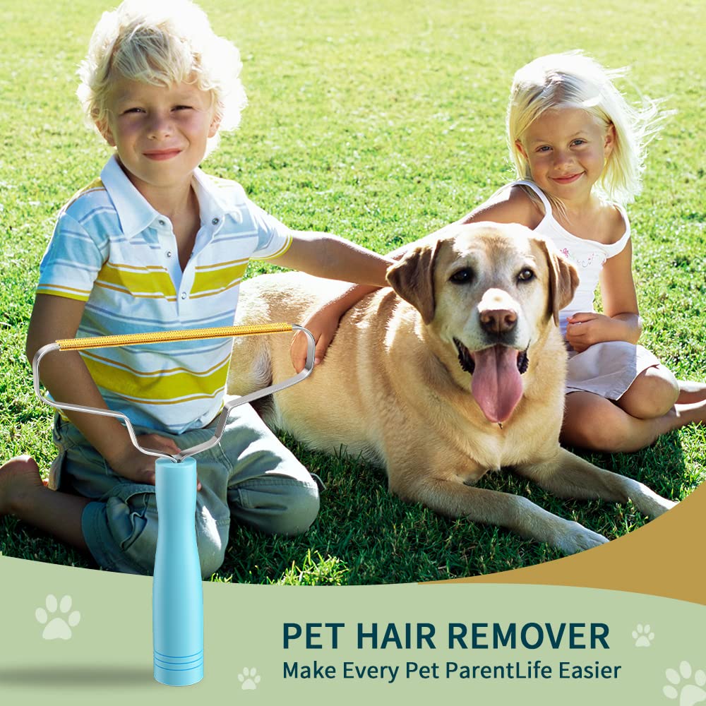 Pet Hair Removal Tool,BSIWWO Cleaner Pro Pet Hair Remover,Multi Fabric Edge and Carpet Rake,Pet Hair Remover for Couch,Dog Hair Remover and Cat Hair Remover for Rugs,Couch&Pet Towers(Blue)