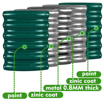 YSEJOMP 17" Tall Round Outdoor Garden Raised Garden Bed Kits-0.8MM Thick Metal Raised Planter Bed/Ground Planter Box for Variety of Flowers,Herbs,Vegetables,Trees (Dark Green, 24 Dia X 16.5 inches)