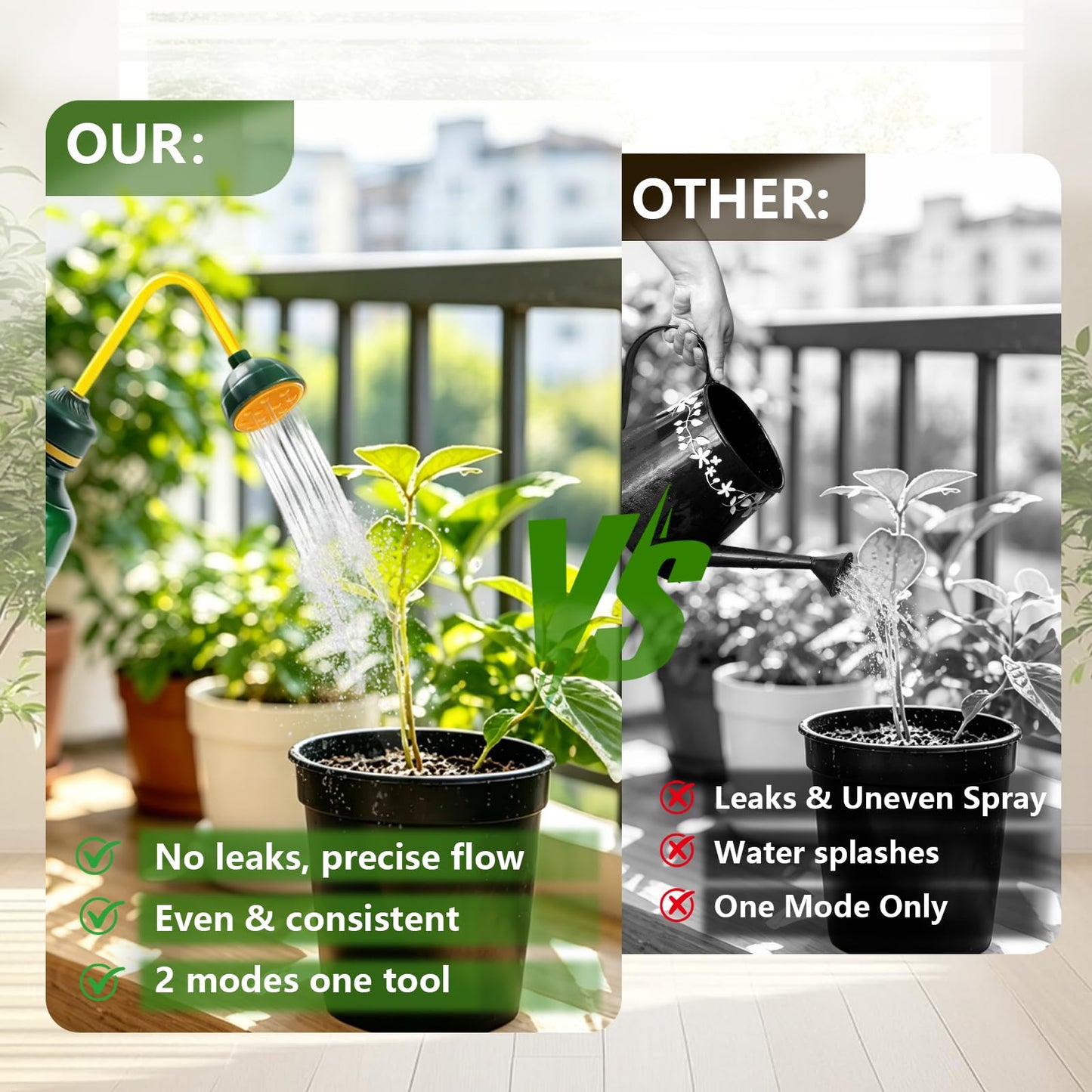 2 Pack Small Watering Can, 2 in 1 Spray Head Functionality, 450ML Squeeze Garden Plant Watering Can for Seedlings Indoor/Outdoor Plants(Green)