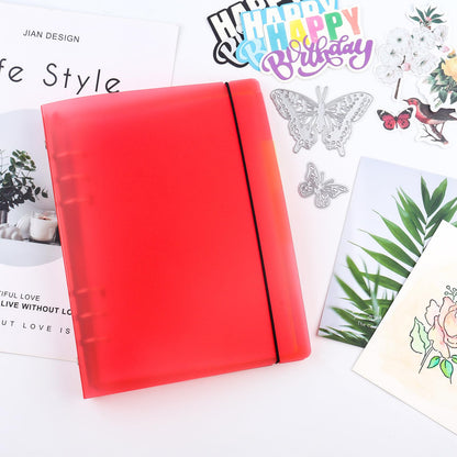 BAOFALI A5 6 Ring Die Storage Book Binder Die and Stamp Storage Folder Page Protectors 1 Cover with 25 Sheets Pockets Set Organizer Collection Case Template Holder DIY Scrapbooking Storing（Red）