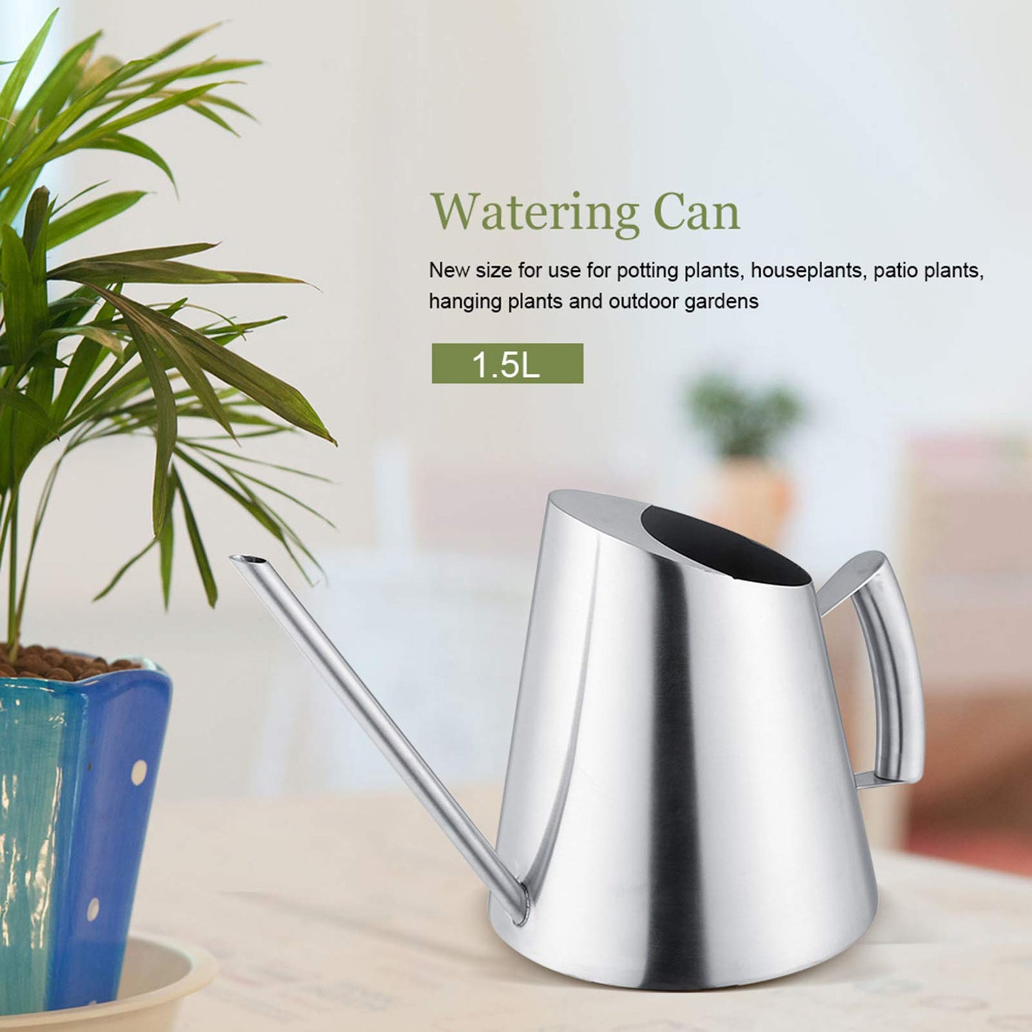 XHTLLO 1500ml Stainless Steel Wateannulus Can Brushed Garden Planting Indoor Outdoor