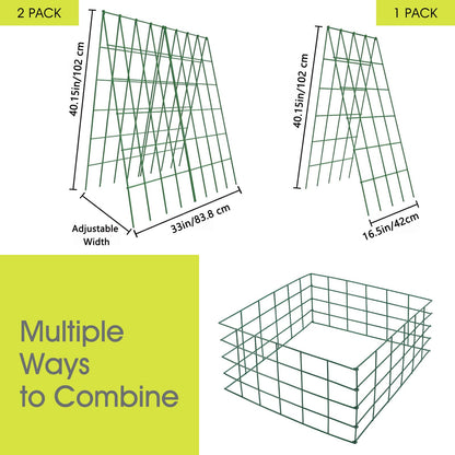 Cucumber Trellis for Raised Bed, Rifny 16.5 x 40 Inch Metal Trellis for Climbing Plants Outdoor with Plant Clips Twist Ties, Garden Plant A-Frame Trellis for Vegetable Pea Tomato (Green, 2 PCS)