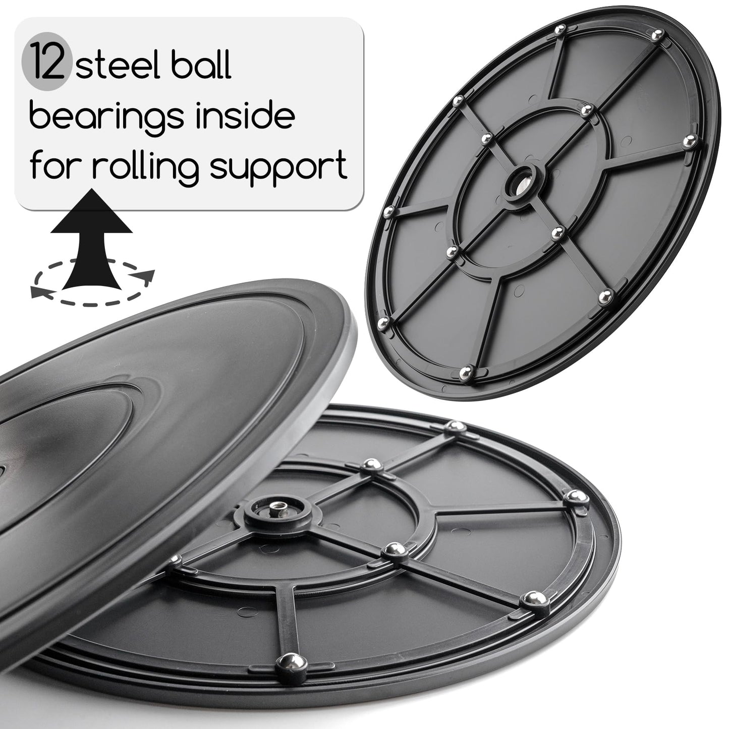 Famgee 12 Inch Heavy Duty Lazy Susan Turntable Rotating Swivel Stand with Steel Ball Bearings for Flat Panel Monitors, Computer, TV, Speakers, Bonsai, Statue, Cabinet Organizer