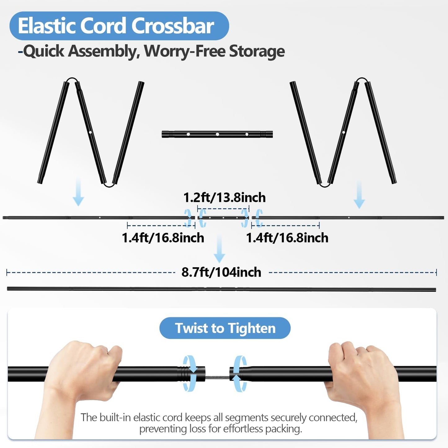 EMART 2-in-1 T Shape Backdrop Stand 8.7x7ft(WxH), Portable Photo Backdrop Stand Kit with Carring Bag and 6 Clamps, Adjustable Double Crossbar Green Screen Banner Holder for Party, Weeding, Photo Booth