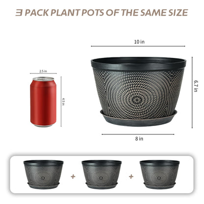 Quarut 4 Pack 10 inch Plant Pots and 3 Pack 10 inch Flower Pots with Drainage Holes and Saucer for Outdoor Indoor Plants.