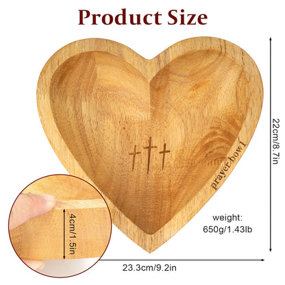 MaiQidd Heart Prayer Bowl,Heart Shaped Wooden Bowl,Wood Decorative Bowls