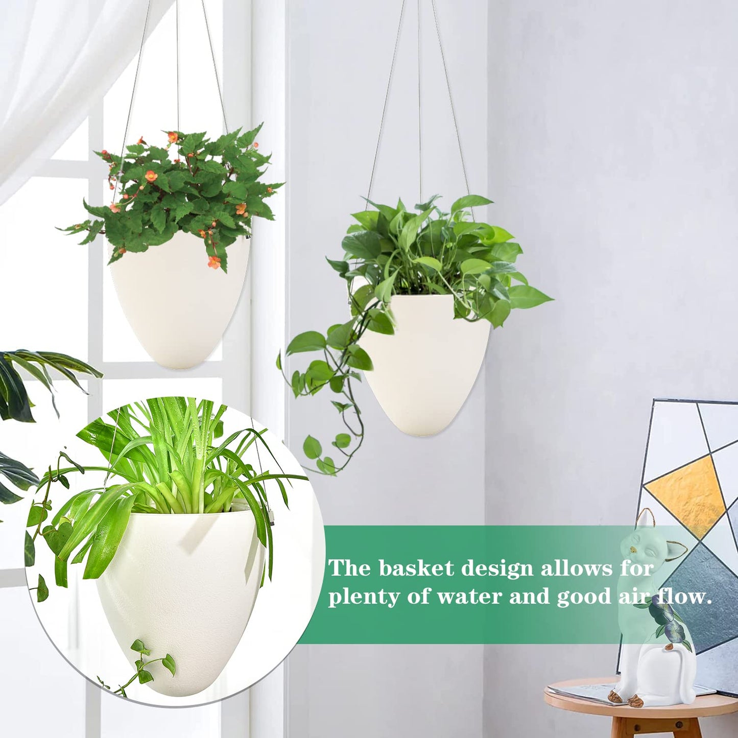 Sungmor Heavy Duty Ceiling Hooks for Hanging Planters, 3pcs Set Indoor Outdoor Plant Pulleys Adjustable Plant Hangers, Plant Hooks for Hanging Basket Flower Pot Bird Feeder