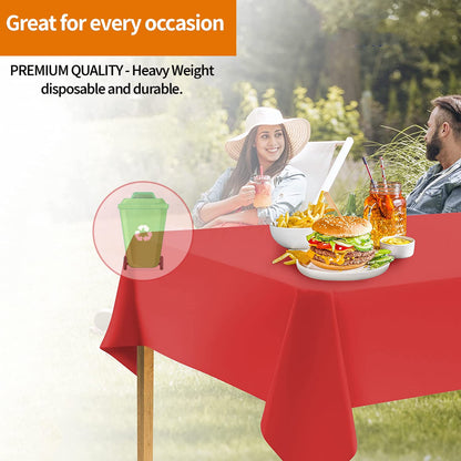 Party Dimensions Orange Disposable Plastic Tablecloth for Rectangle Tables (12 Pack) Table Cloths for Parties, Halloween, Events & Weddings, Indoors Outdoors, 54 x 108 inches, Plastic Table Cover