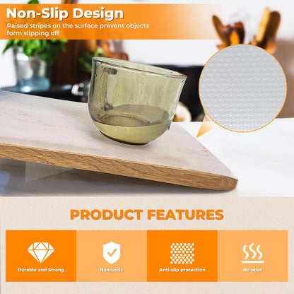Kitchen Shelf Liner Non-Slip Cabinet Liner 12 in x 20 FT Washable Refrigerator Liners Oil-Proof Drawer Liners for Kitchen Dining Transparent Wide 12inch