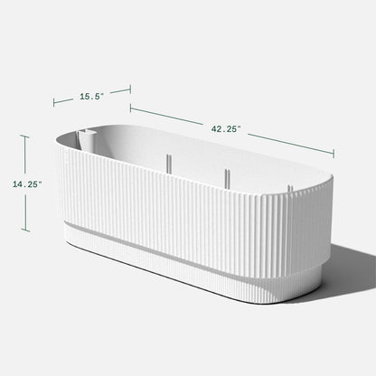 Veradek Demi Series Long Planter for Porch, Patio, Backyard | Durable Plastic-Stone Composite Material | Modern Décor for Shrubs, Flowers